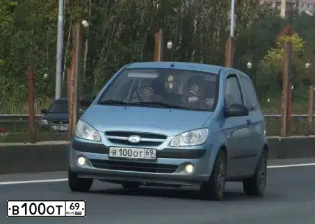 Фото автомобиля HYUNDAI GETZ, 2008 — госномер В100ОТ69. Цвет: ГОЛУБОЙ