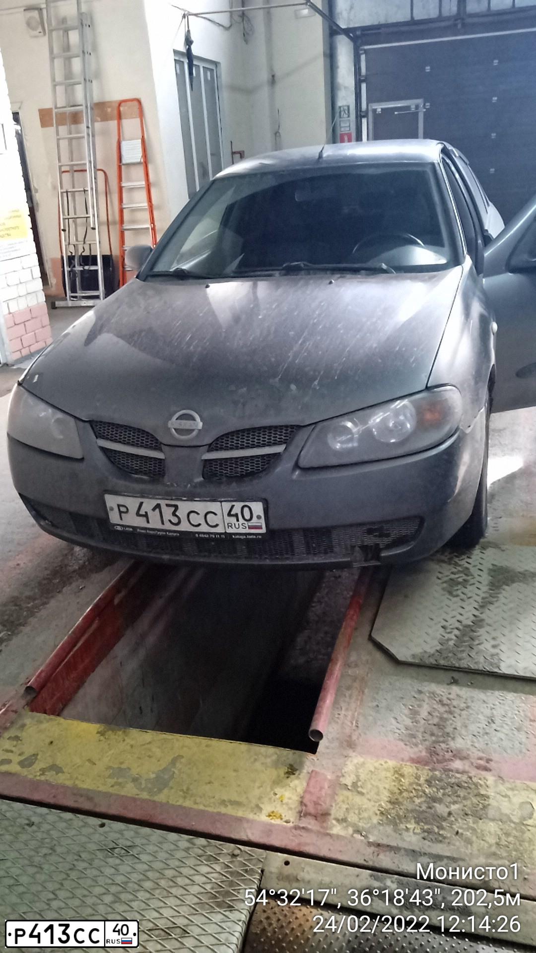 Фото автомобиля NISSAN ALMERA, 2003 — госномер Р413СС40. Цвет: СЕРЫЙ