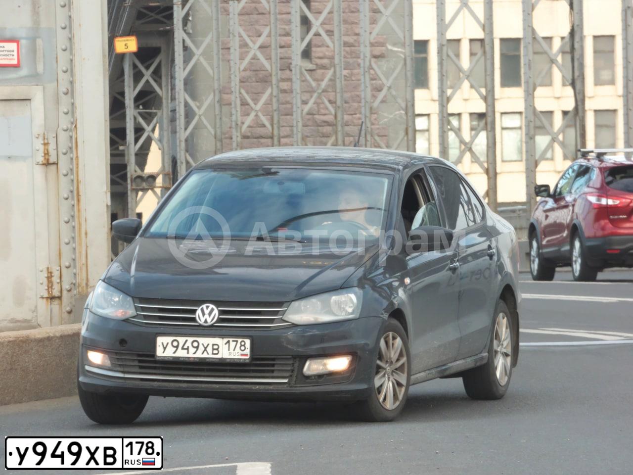 Фото автомобиля VOLKSWAGEN POLO, 2017 — госномер У949ХВ178. Цвет: ЧЕРНЫЙ