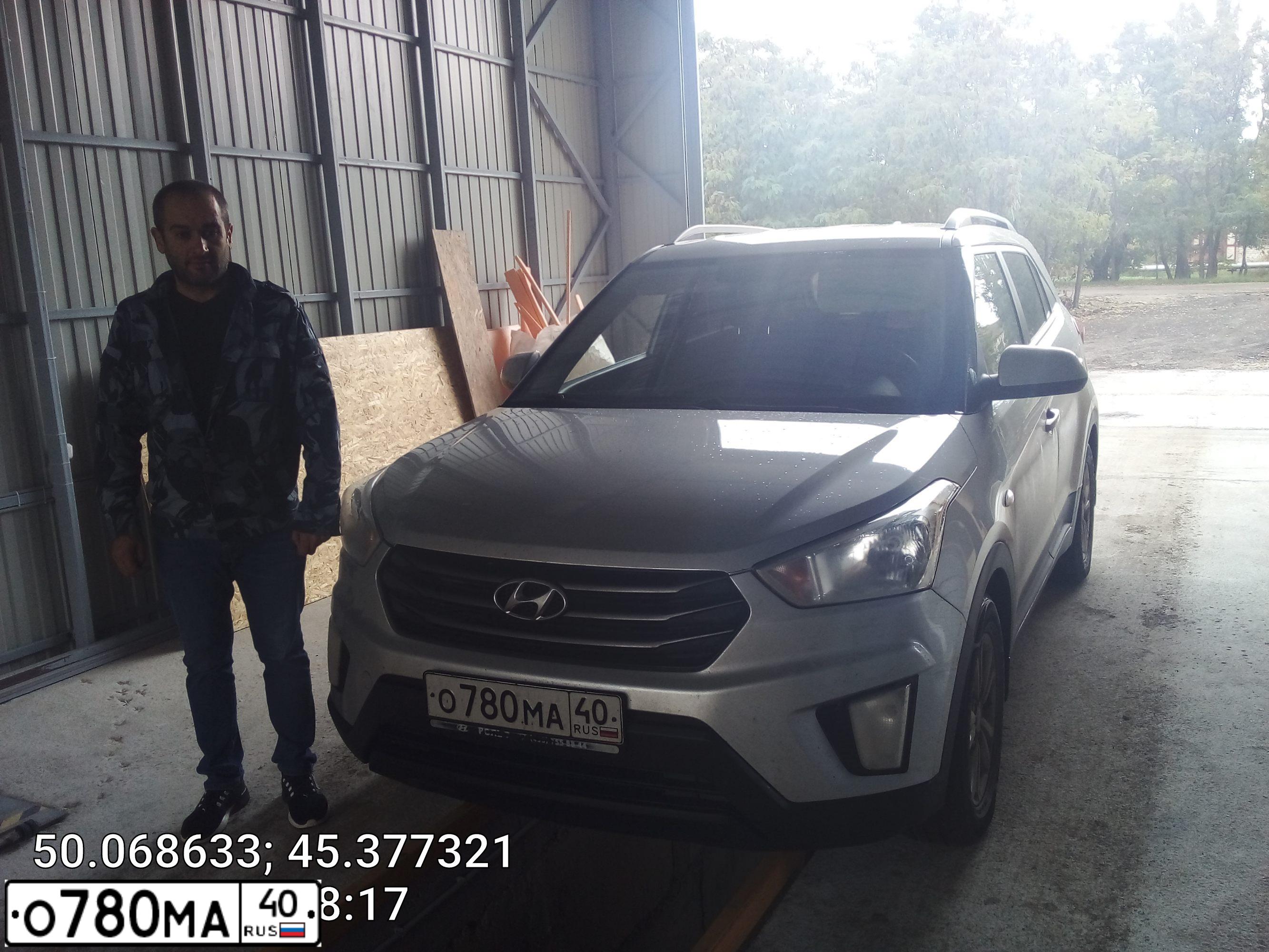 Фото автомобиля HYUNDAI CRETA, 2017 — госномер О780МА40. Цвет: Серебристый