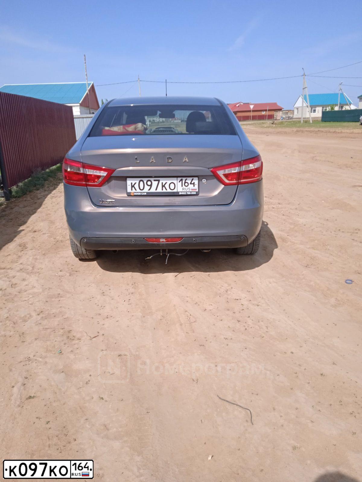 Фото автомобиля LADA VESTA, 2017 — госномер К097КО164. Цвет: СЕРО-ГОЛУБОЙ