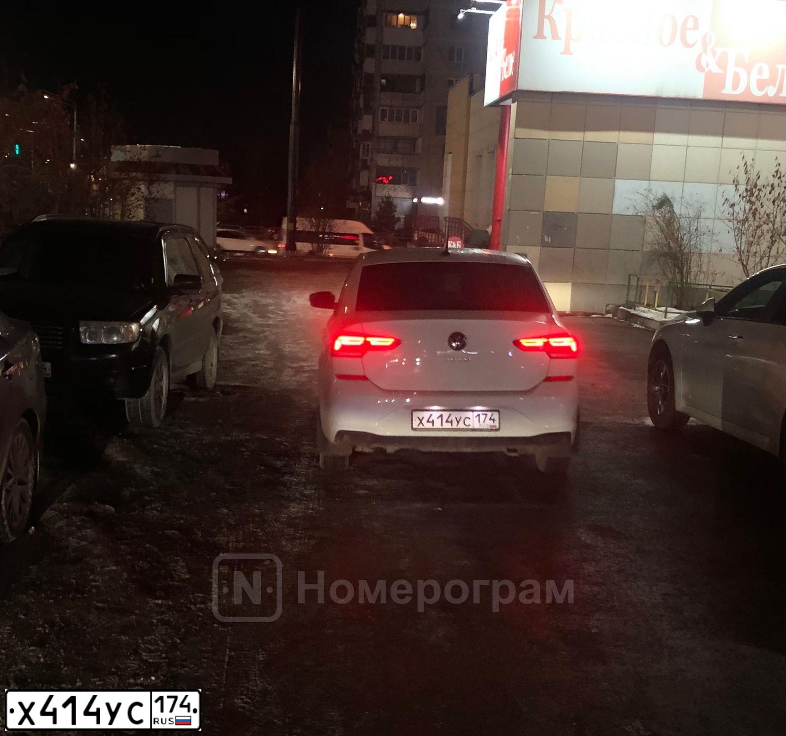 Фото автомобиля VOLKSWAGEN POLO, 2020 — госномер Х414УС174. Цвет: Белый