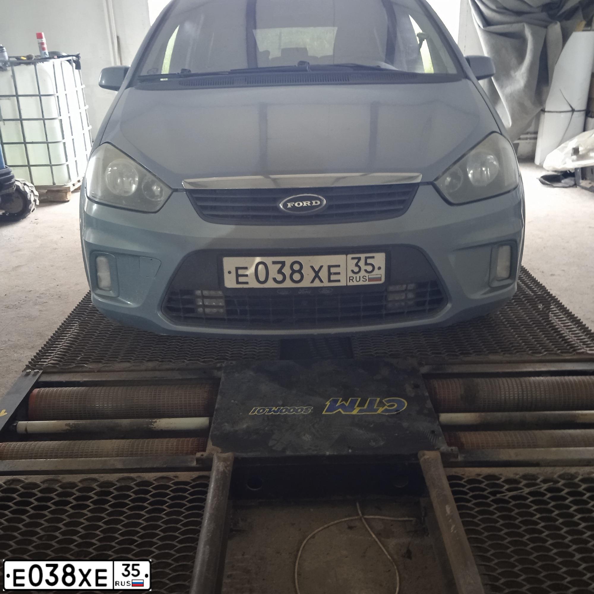 Фото автомобиля FORD FOCUS C-MAX, 2008 — госномер Е038ХЕ35. Цвет: СЕРО-ГОЛУБОЙ