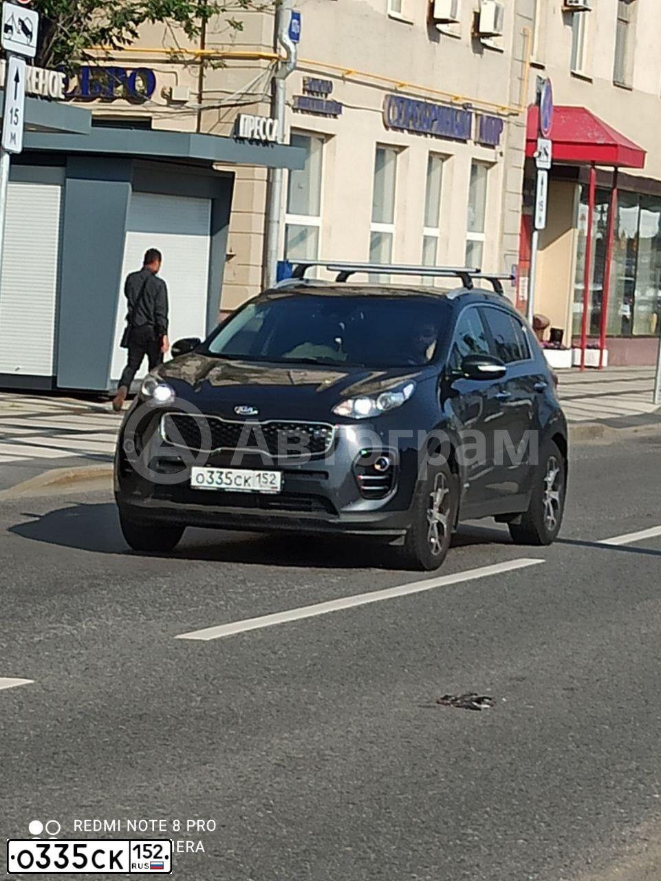 Фото автомобиля KIA SPORTAGE, 2016 — госномер О335СК152. Цвет: ЧЕРНЫЙ ПЕРЛАМУТР
