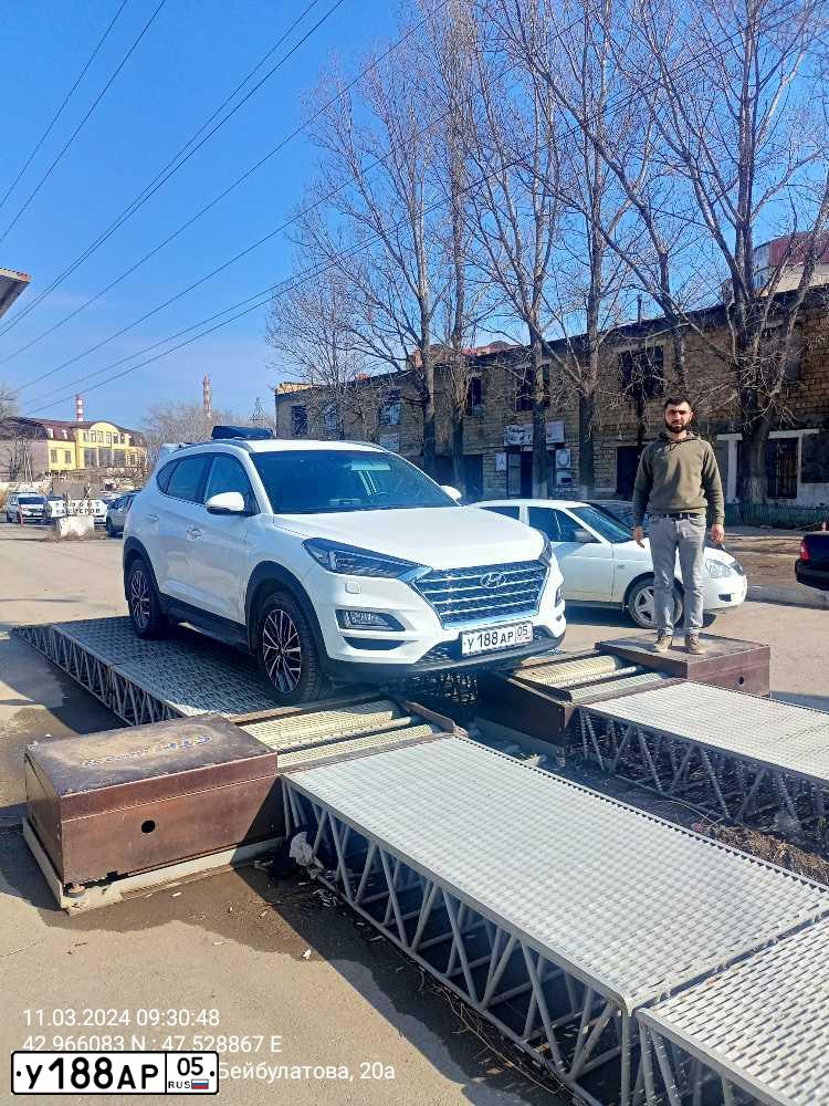 Фото автомобиля HYUNDAI TUCSON, 2019 — госномер У188АР05. Цвет: Белый