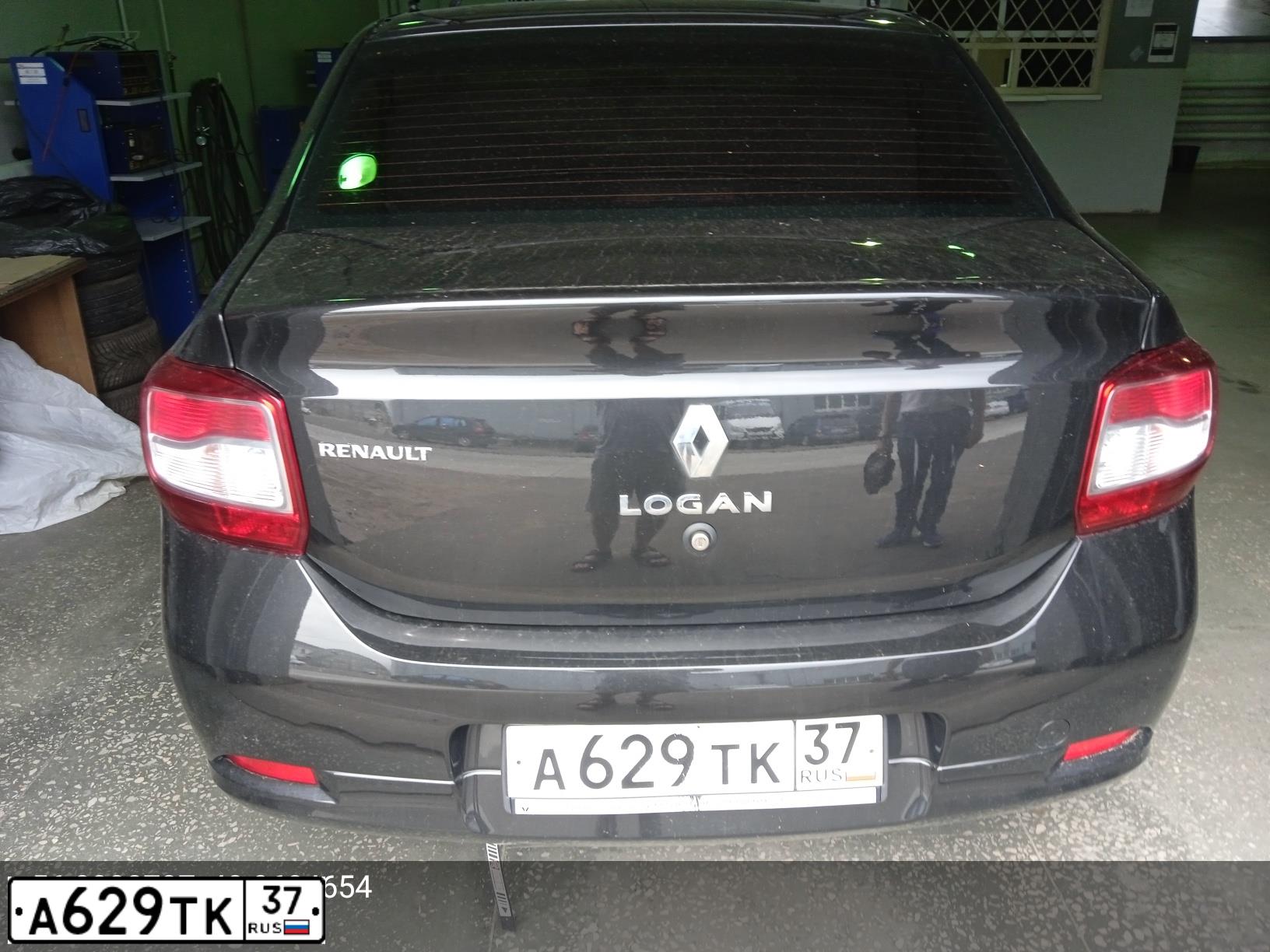 Фото автомобиля RENAULT LOGAN, 2017 — госномер А629ТК37. Цвет: ЧЕРНЫЙ