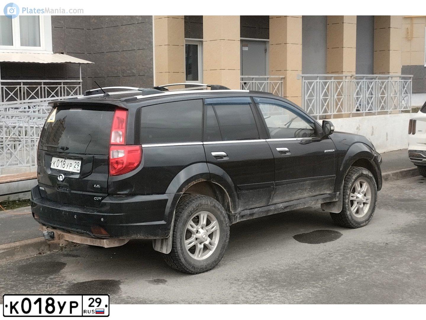 Фото автомобиля GREAT WALL HOVER, 2013 — госномер К018УР29. Цвет: ЧЕРНЫЙ