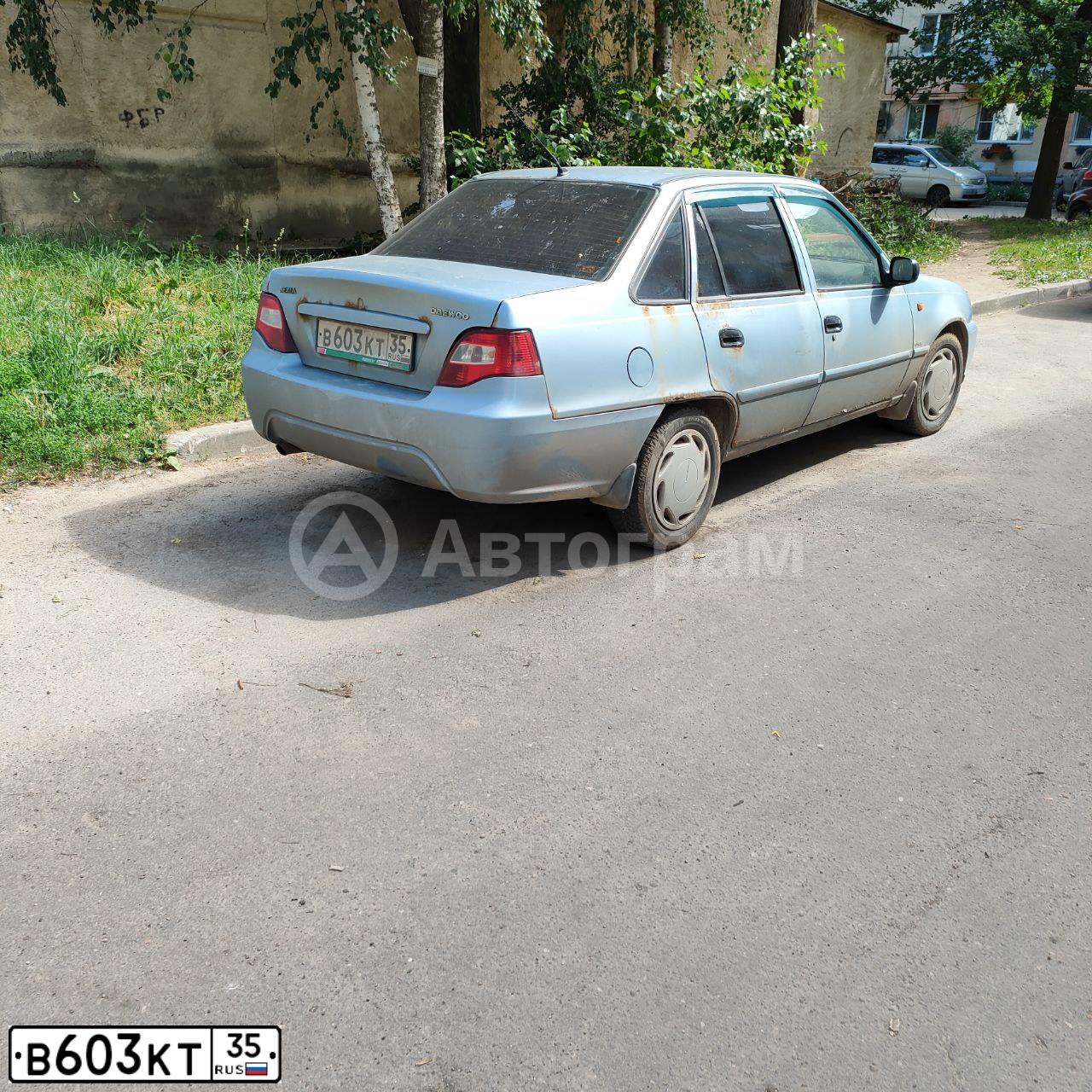 Фото автомобиля DAEWOO NEXIA, 2010 — госномер В603КТ35. Цвет: СЕРО-ПЕРЛАМУТРОВЫЙ