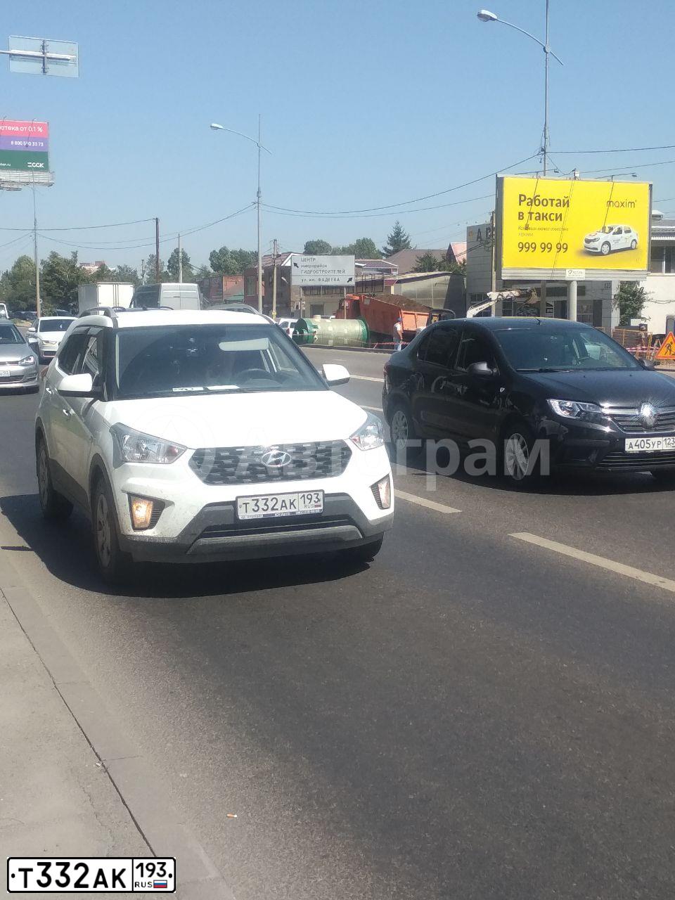Фото автомобиля HYUNDAI CRETA, 2020 — госномер Т332АК193. Цвет: Белый