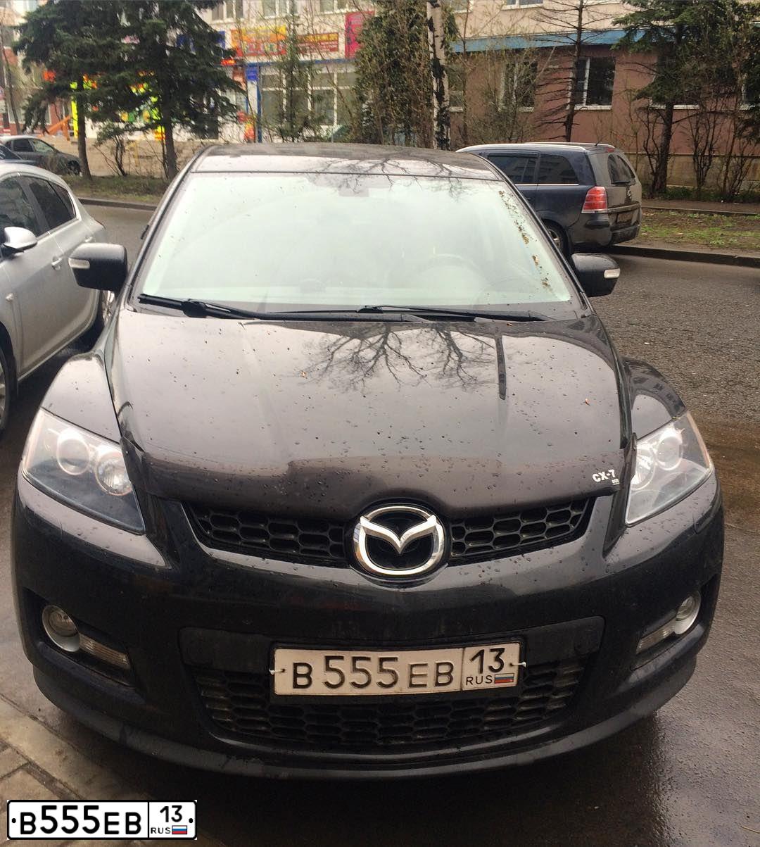 Фото автомобиля MAZDA CX-7, 2008 — госномер Р555ОР43. Цвет: ЧЕРНЫЙ
