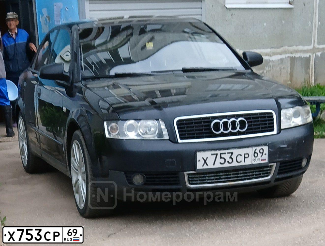 Фото автомобиля AUDI A4, 2001 — госномер Х753СР69. Цвет: ЧЕРНЫЙ