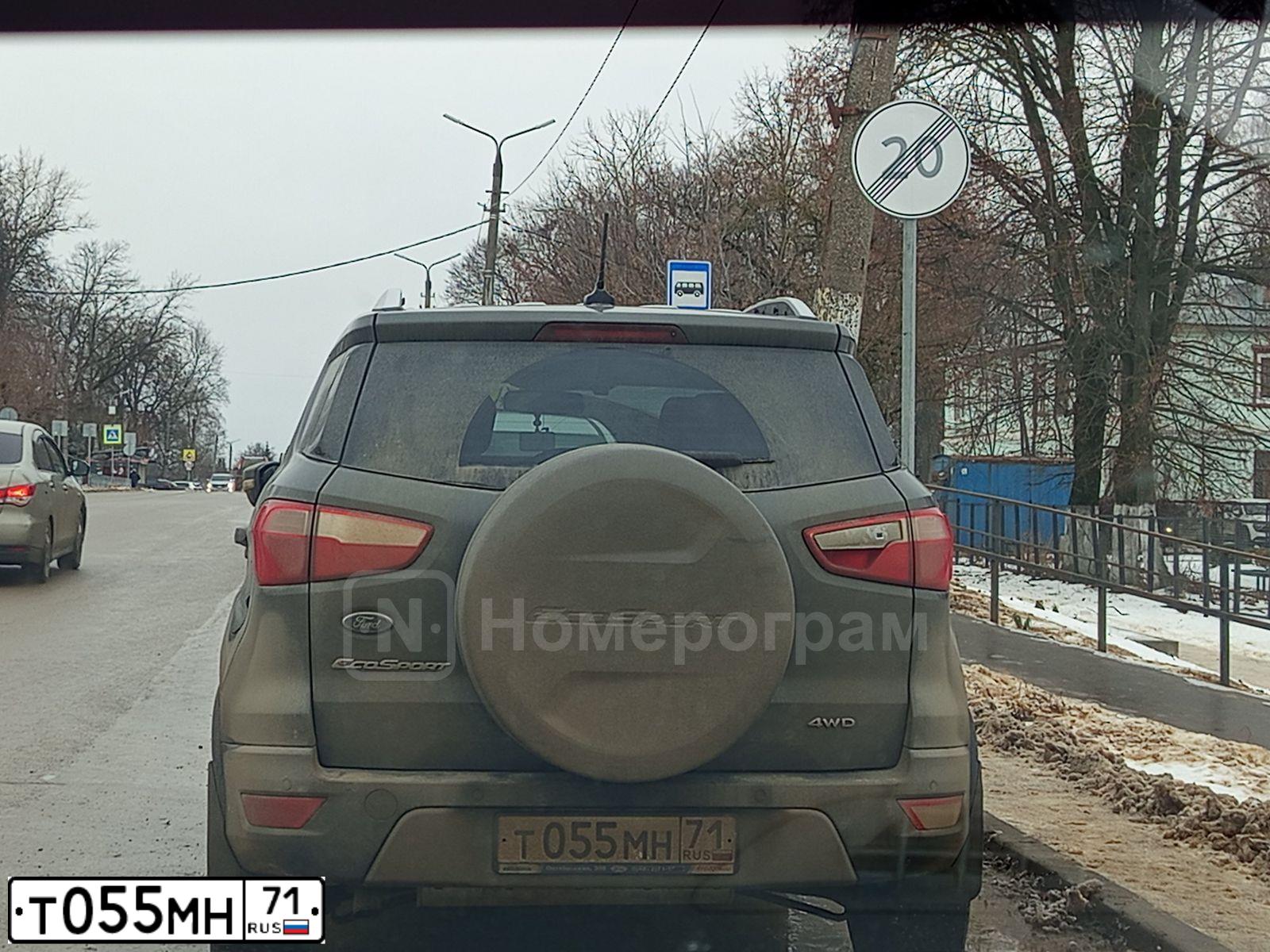 Фото автомобиля FORD ECOSPORT, 2018 — госномер Т055МН71. Цвет: СЕРЫЙ