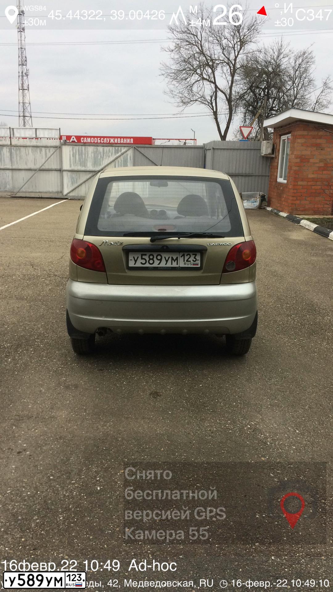 Фото автомобиля DAEWOO MATIZ, 2008 — госномер У589УМ123. Цвет: ПЕСОЧНЫЙ