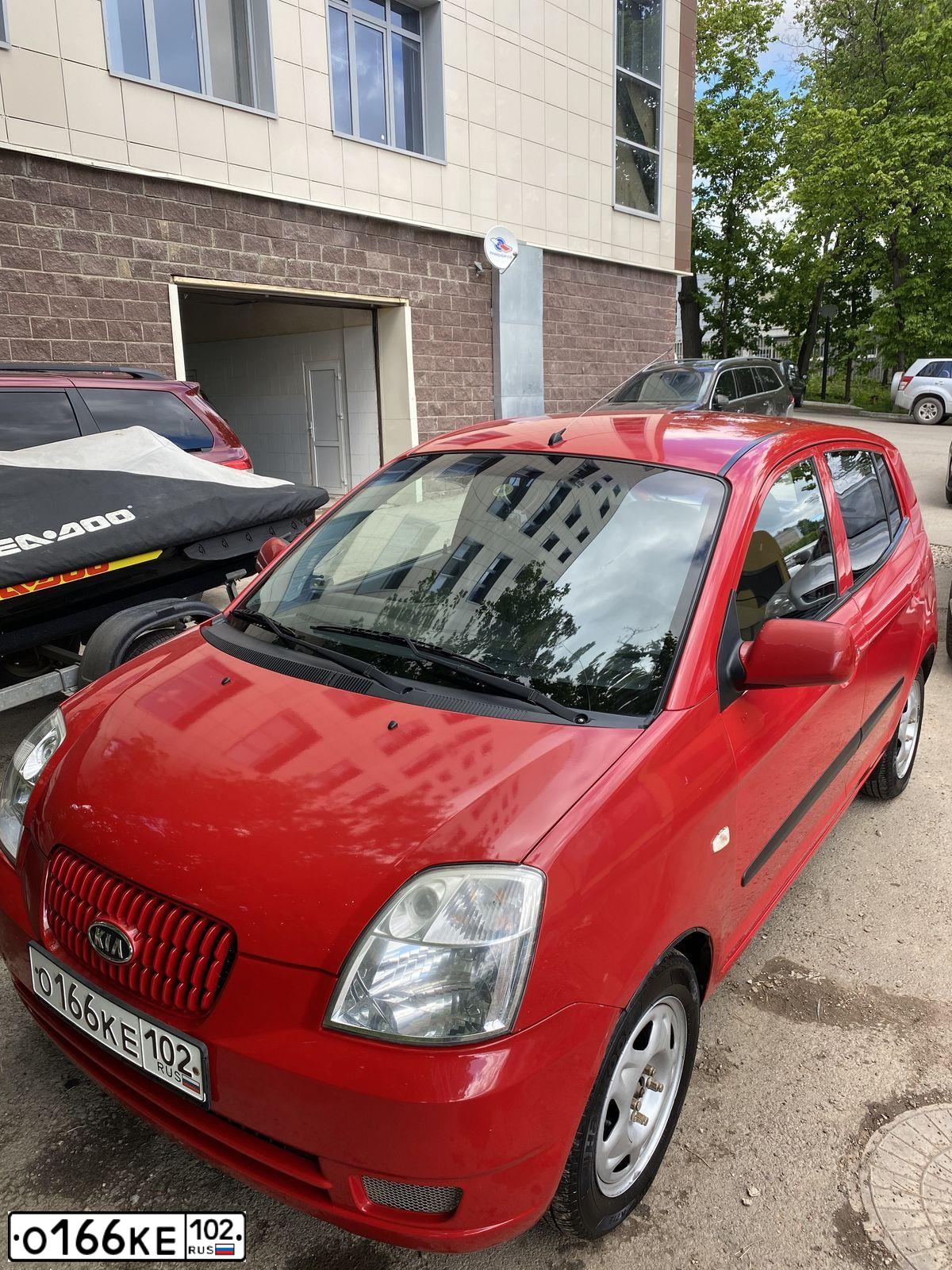 Фото автомобиля KIA PICANTO / MORNING, 2006 — госномер О166КЕ102. Цвет: АЛЫЙ
