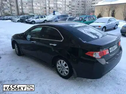 Фото автомобиля HONDA ACCORD, 2008 — госномер К656КУ124. Цвет: ЧЕРНЫЙ