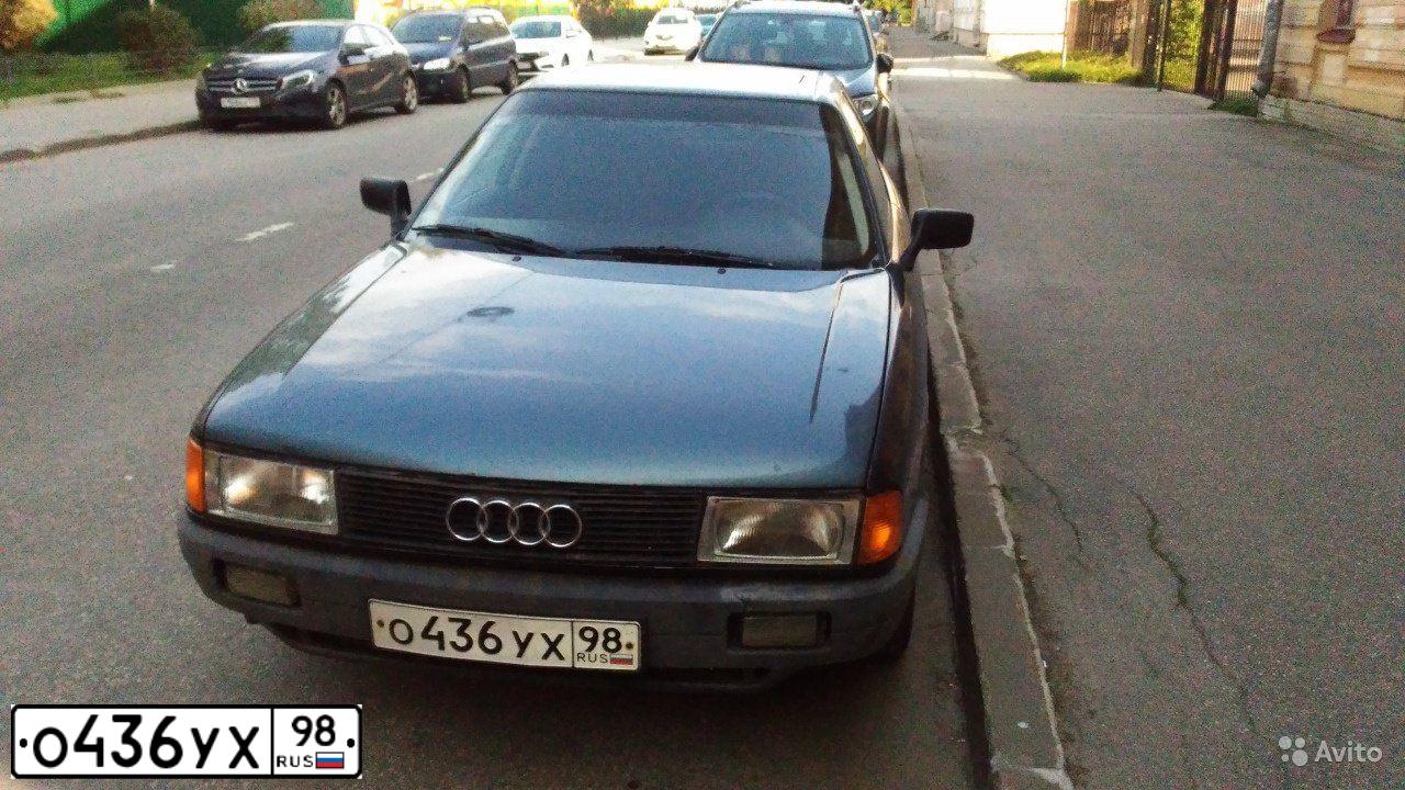 Фото автомобиля AUDI 80, 1991 — госномер М989УО35. Цвет: синий