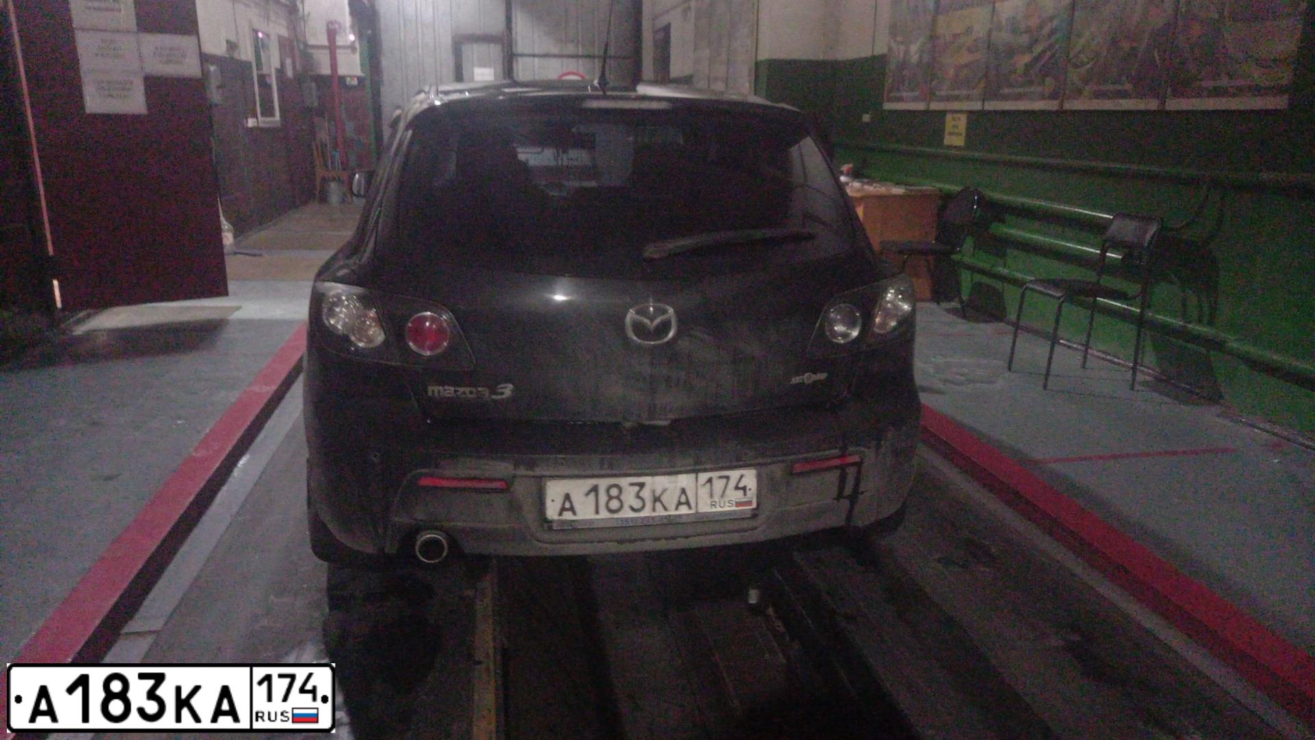 Фото автомобиля MAZDA 3, 2008 — госномер А183КА174. Цвет: ЧЕРНЫЙ