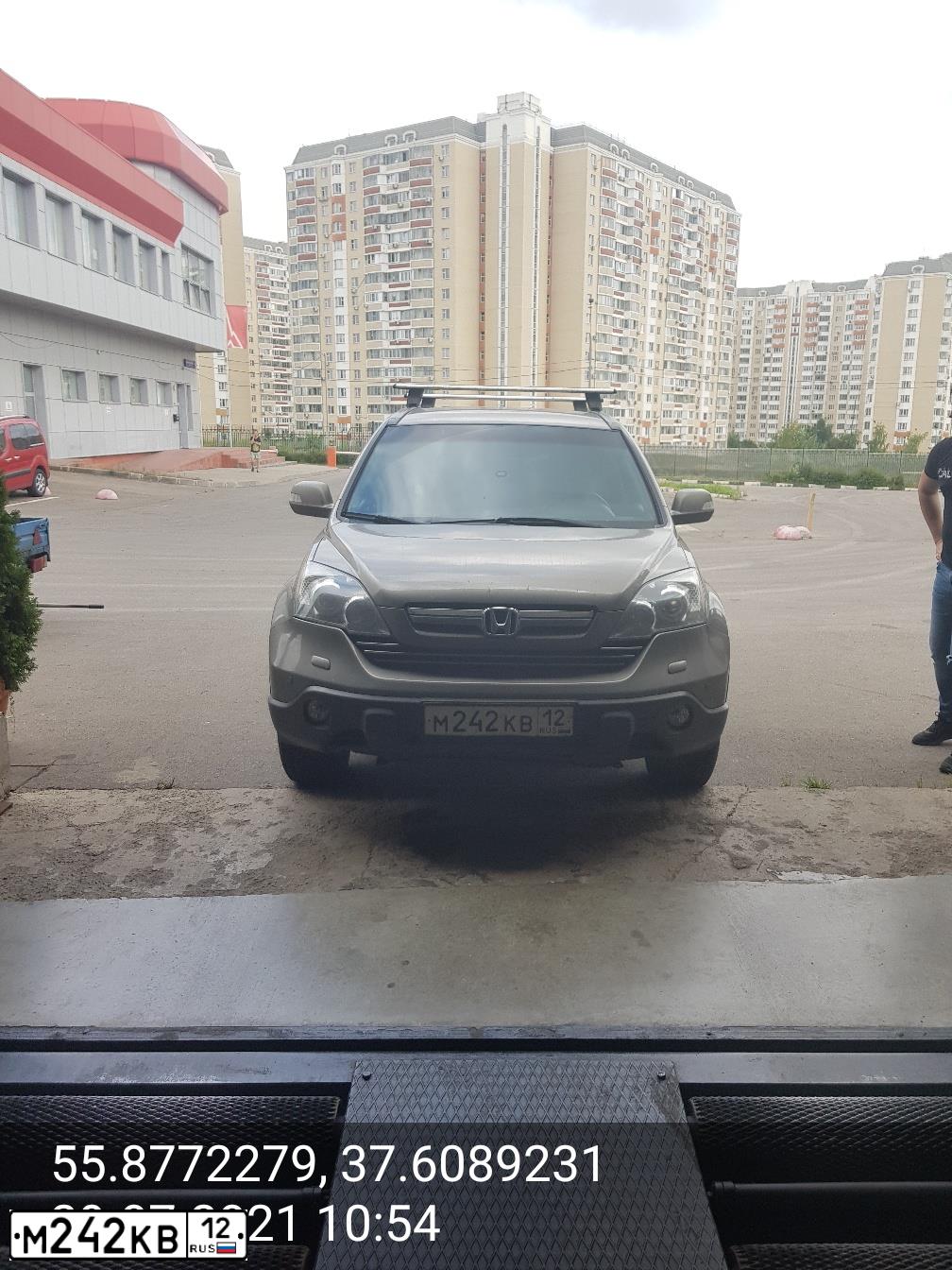 Фото автомобиля HONDA CR-V, 2008 — госномер А002АА12. Цвет: СЕРЫЙ