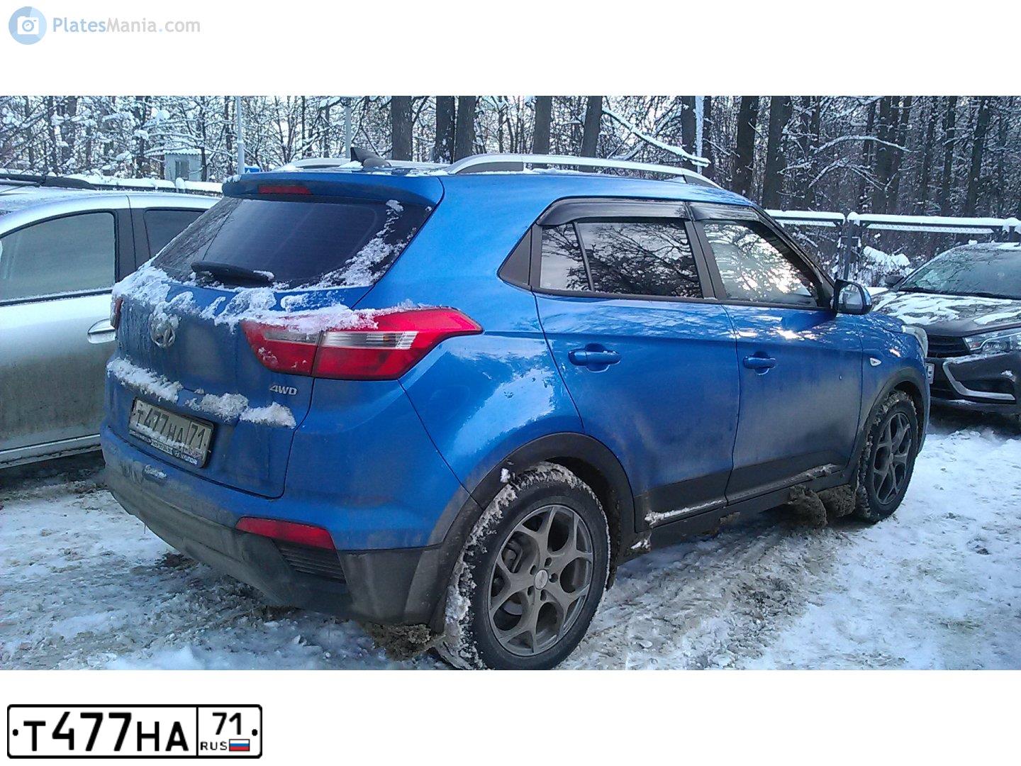 Фото автомобиля HYUNDAI CRETA, 2017 — госномер Т477НА71. Цвет: СИНИЙ