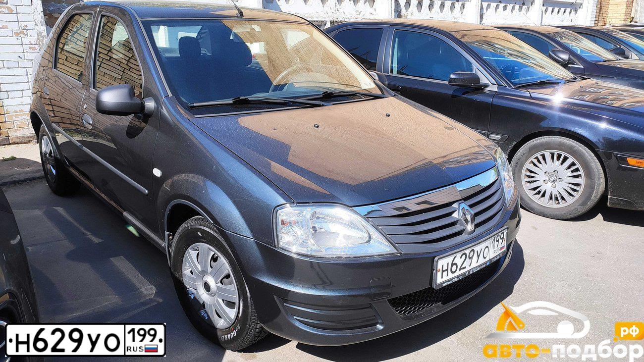 Фото автомобиля RENAULT LOGAN, 2010 — госномер Н629УО199. Цвет: темно-серый