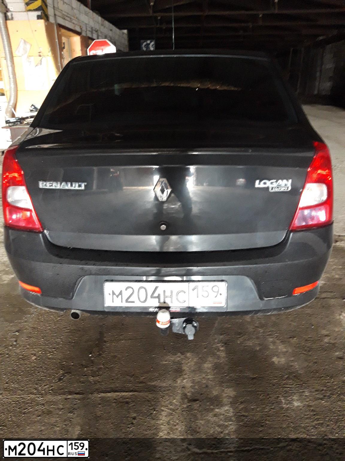 Фото автомобиля RENAULT LOGAN, 2013 — госномер М204НС159. Цвет: ЧЕРНЫЙ