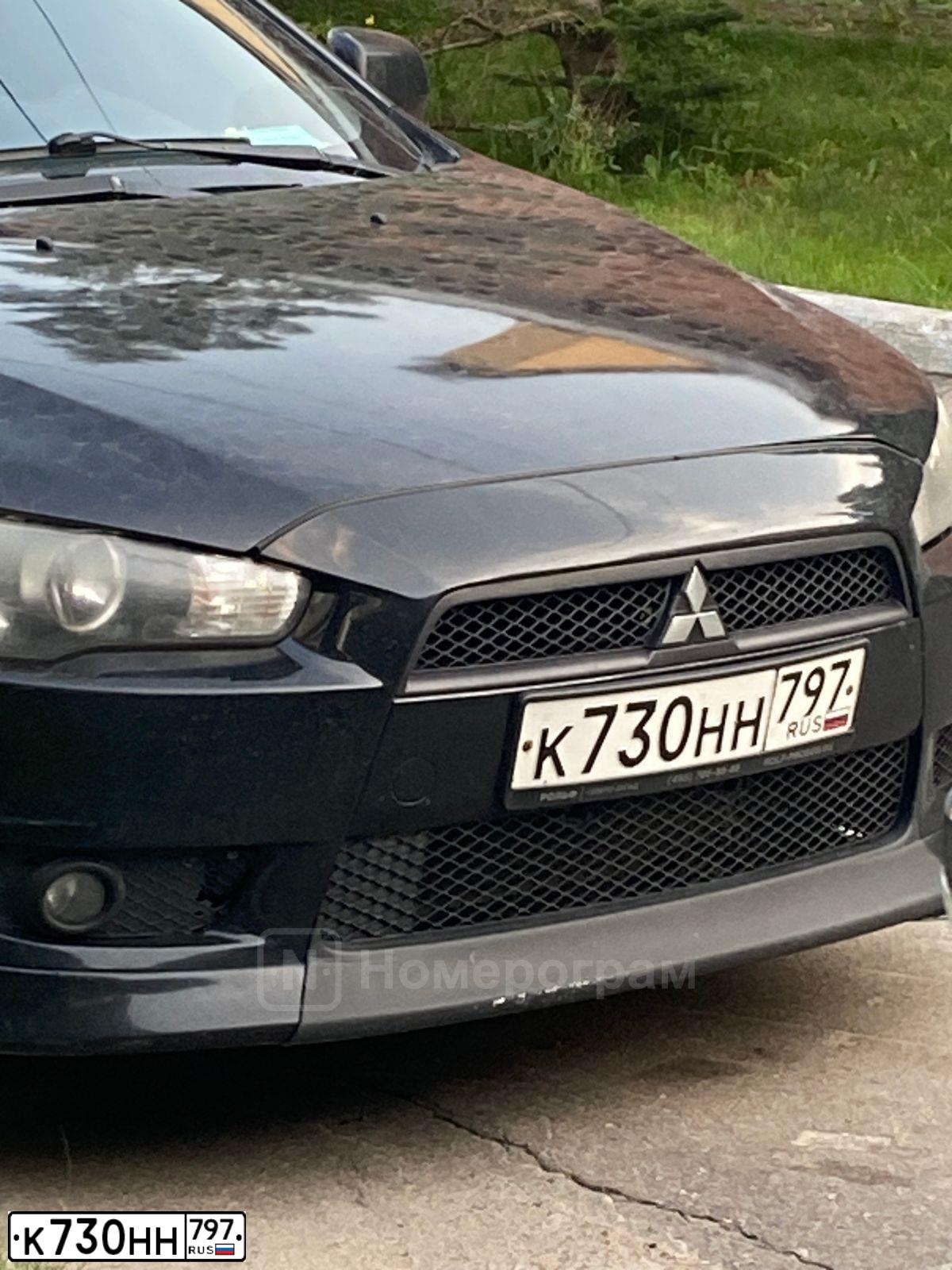 Фото автомобиля MITSUBISHI LANCER, 2008 — госномер К730НН797. Цвет: ЧЕРНЫЙ