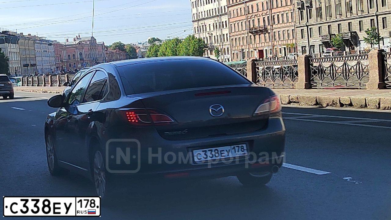 Фото автомобиля MAZDA 6, 2008 — госномер С338ЕУ178. Цвет: СЕРЫЙ