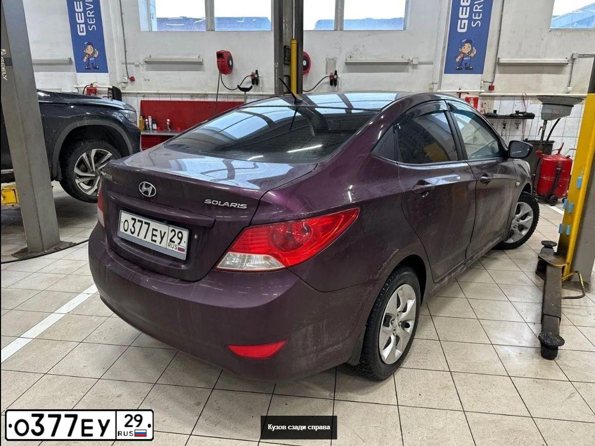 Фото автомобиля HYUNDAI SOLARIS, 2011 — госномер М386ОК35. Цвет: ФИОЛЕТОВЫЙ