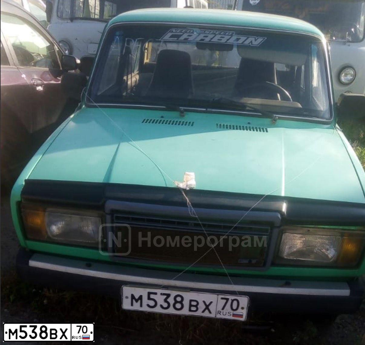Фото автомобиля LADA 2107, 2003 — госномер М538ВХ70. Цвет: ЗЕЛЕНЫЙ