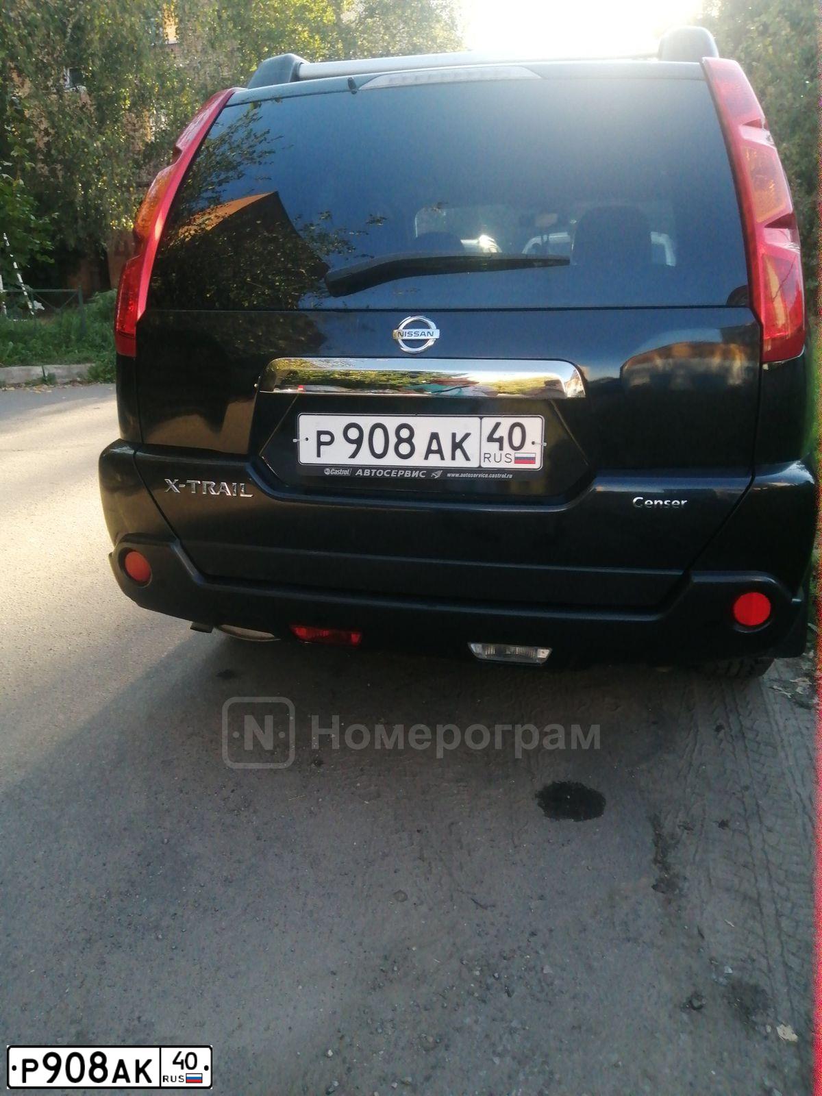 Фото автомобиля NISSAN X-TRAIL, 2008 — госномер Р908АК40. Цвет: ЧЕРНЫЙ