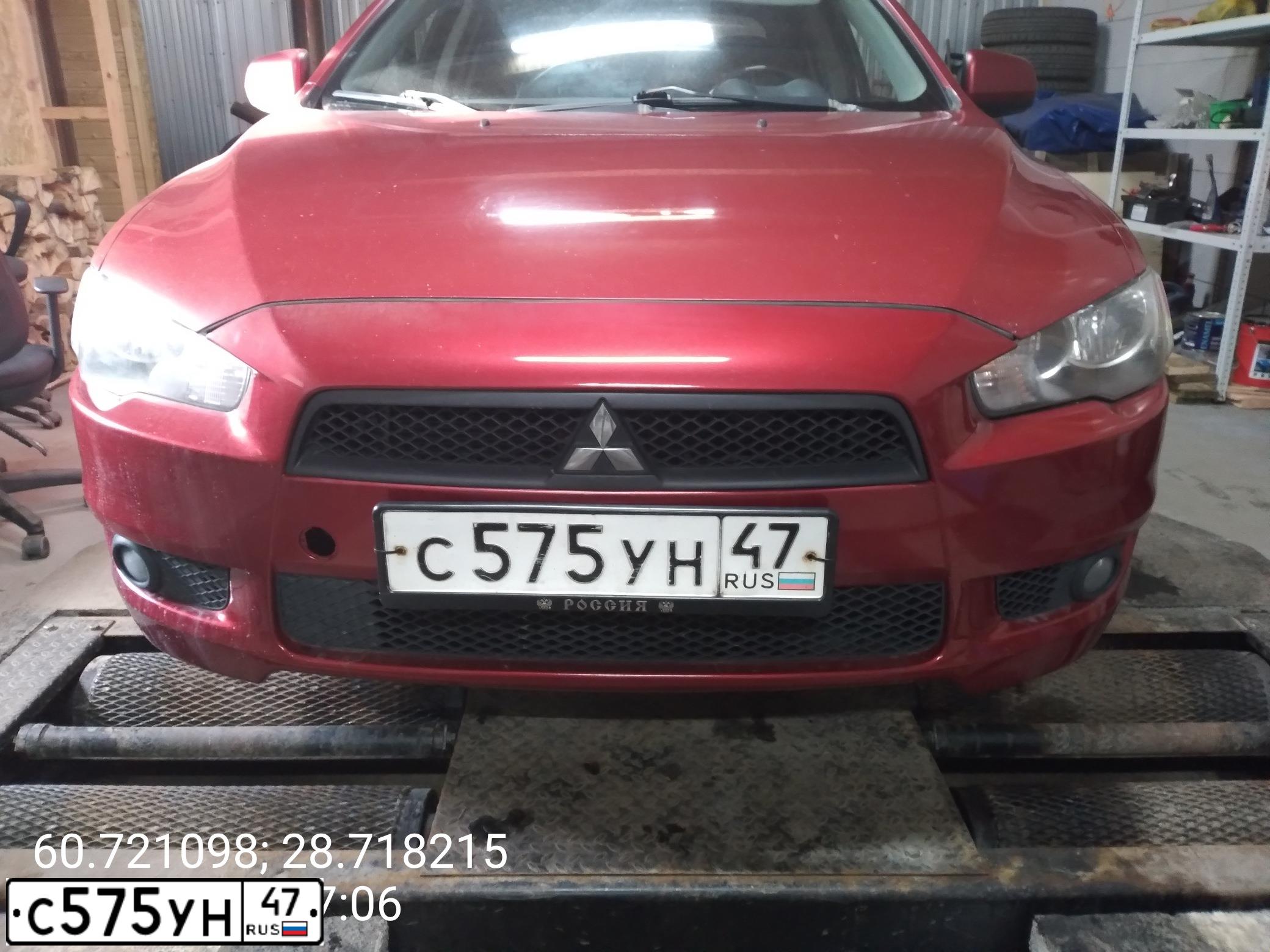 Фото автомобиля MITSUBISHI LANCER, 2007 — госномер С575УН47. Цвет: КРАСНЫЙ
