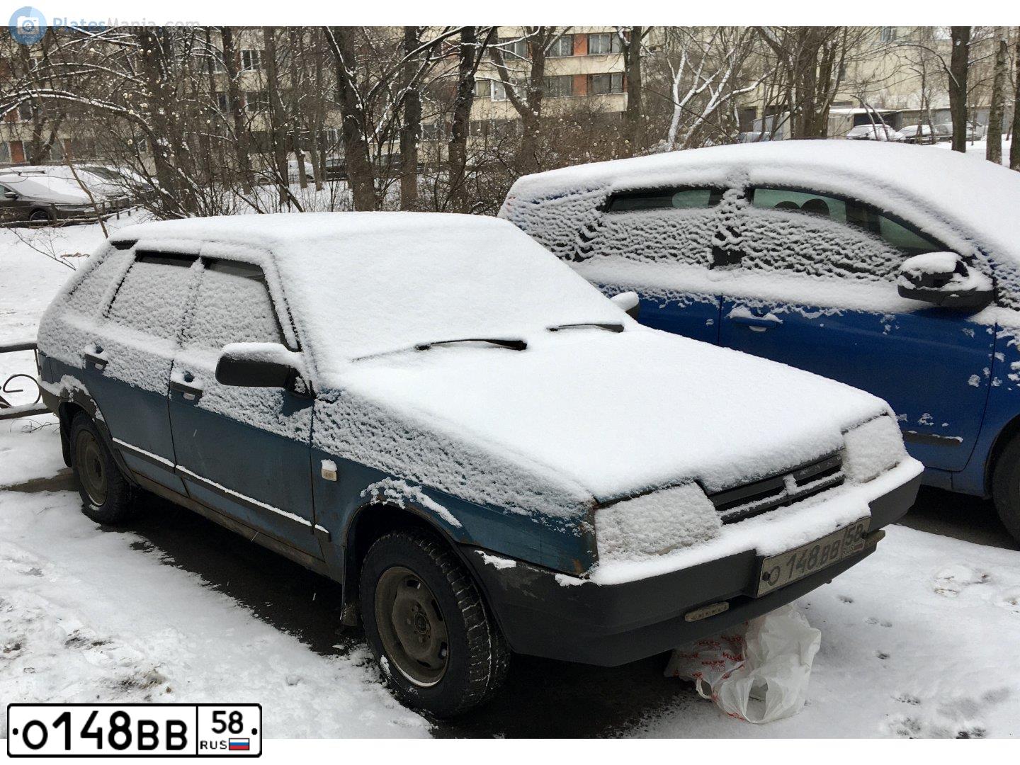 Фото автомобиля LADA 2109 SAMARA, 1999 — госномер О148ВВ58. Цвет: СИНЕ-ЗЕЛЕНЫЙ