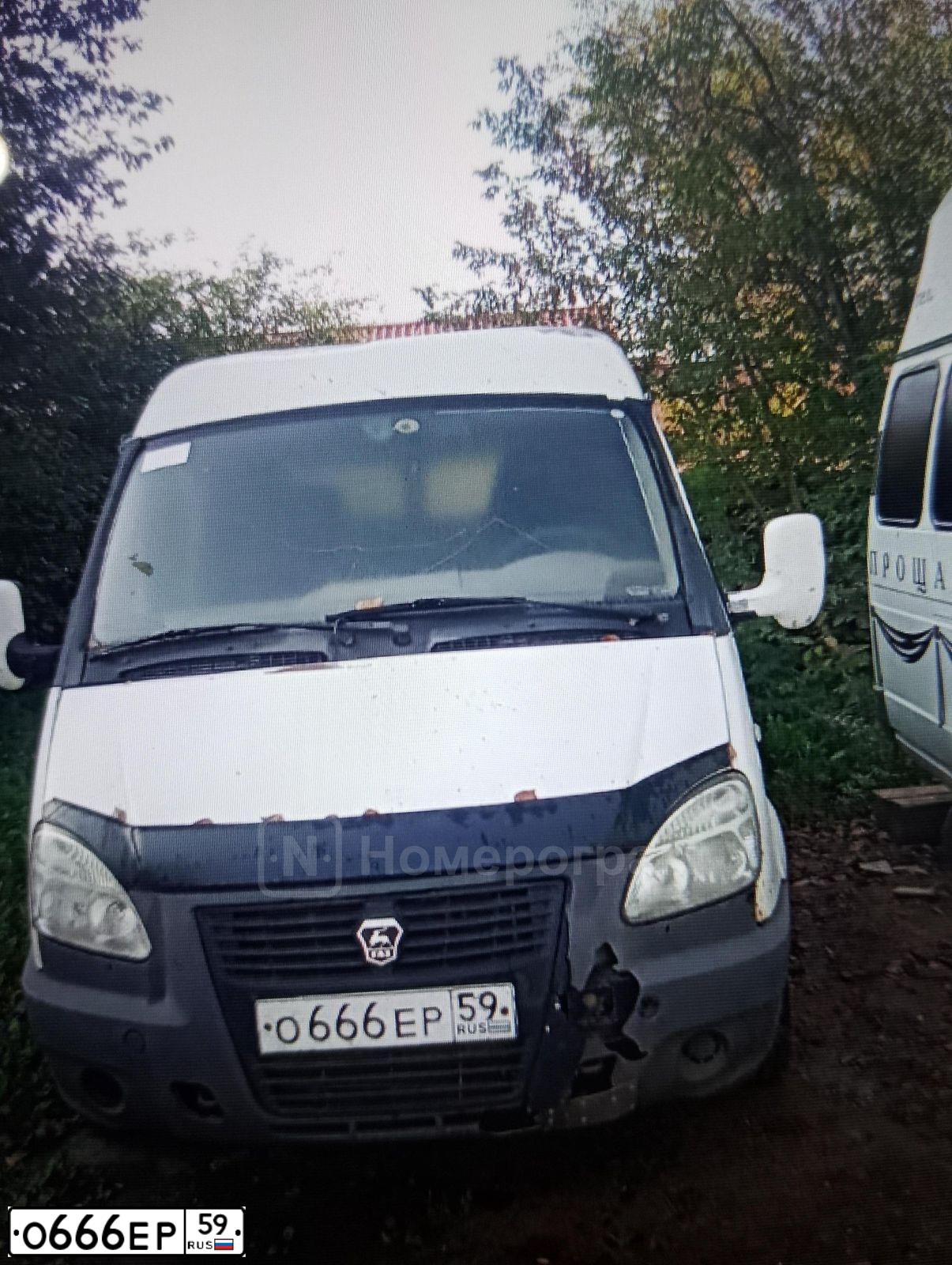 Фото автомобиля GAZ 3302 GAZEL, 2005 — госномер О666ЕР59. Цвет: Белый