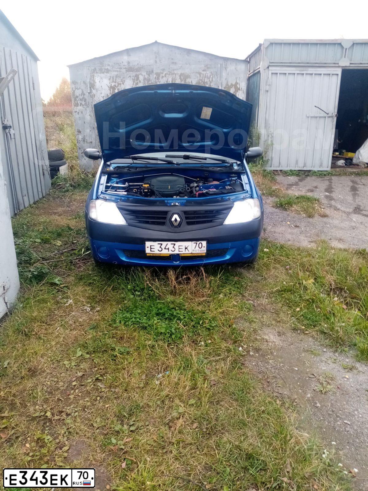 Фото автомобиля RENAULT LOGAN, 2006 — госномер Е343ЕК70. Цвет: СИНИЙ