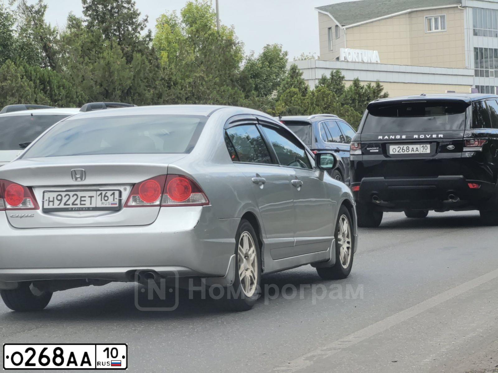 Фото автомобиля LANDROVER RANGE ROVER SPORT, 2013 — госномер О268АА10. Цвет: ЧЕРНЫЙ