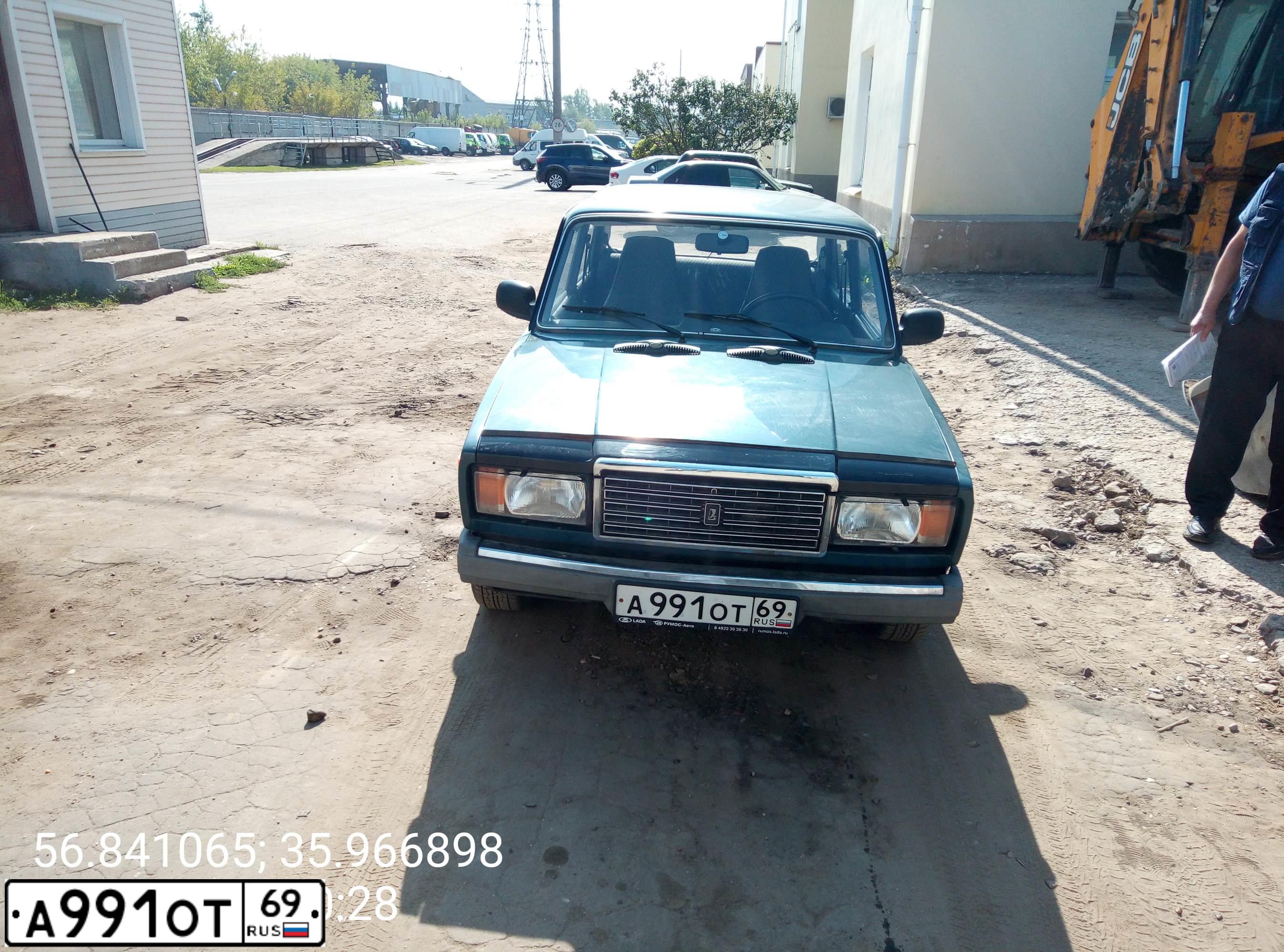 Фото автомобиля LADA 2107 LADA, 2005 — госномер А991ОТ69. Цвет: Сине-зеленый