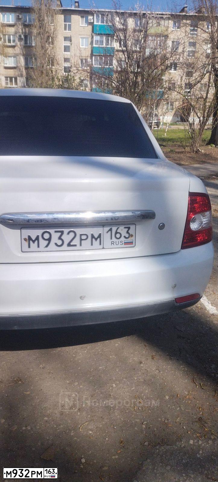 Фото автомобиля LADA 2170 PRIORA, 2009 — госномер М932РМ163. Цвет: БЕЛЫЙ