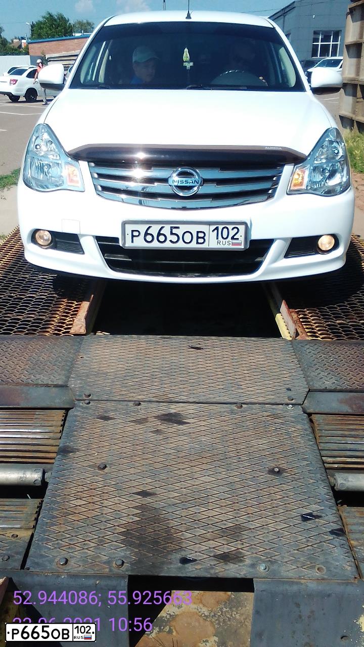 Фото автомобиля NISSAN ALMERA /AVTOVAZ/, 2014 — госномер Р665ОВ102. Цвет: БЕЛЫЙ