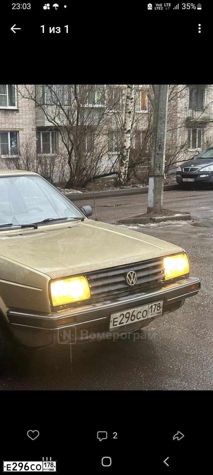 Фото автомобиля VOLKSWAGEN JETTA, 1985 — госномер О536УО60