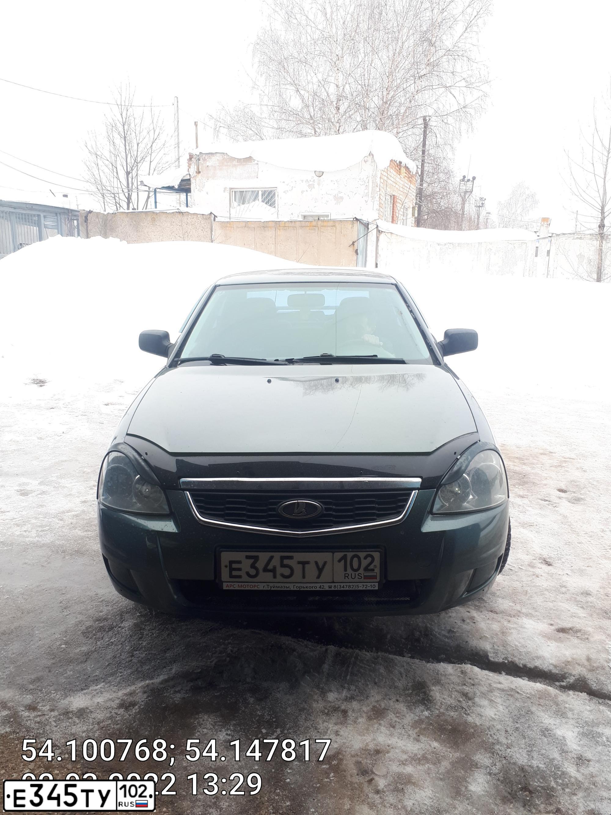 Фото автомобиля LADA PRIORA, 2008 — госномер У225АХ18. Цвет: Серо-сине-зеленый