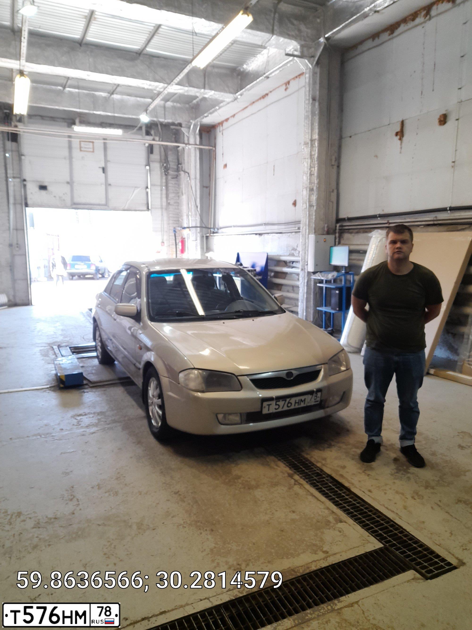 Фото автомобиля MAZDA 323, 1999 — госномер Т576НМ178. Цвет: Серебристый