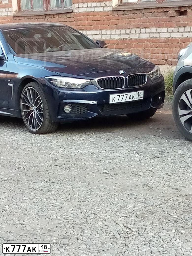 Фото автомобиля BMW SERIE 3, 2013 — госномер К777АК18. Цвет: Белый