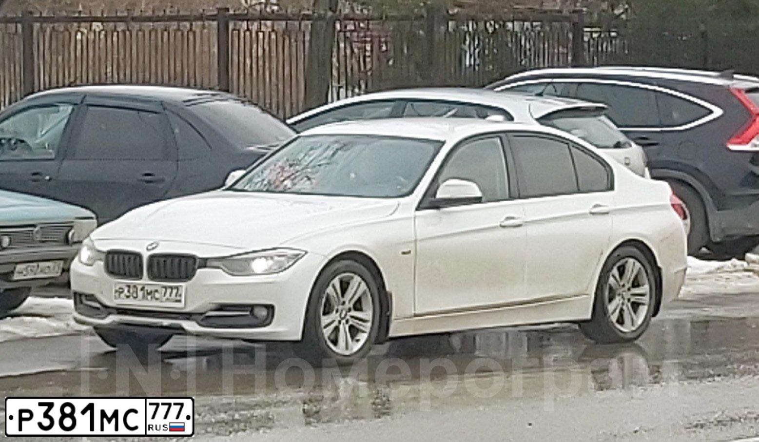 Фото автомобиля BMW SERIE 3, 2012 — госномер Р381МС777. Цвет: БЕЛЫЙ