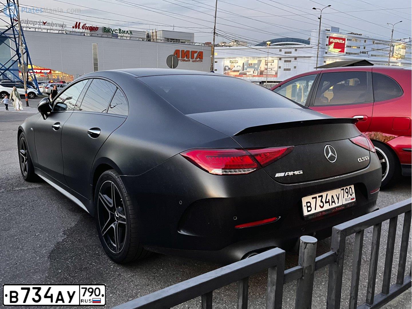 Фото автомобиля MERCEDES CLS-KLASSE, 2019 — госномер В734АУ790. Цвет: ЧЕРНЫЙ
