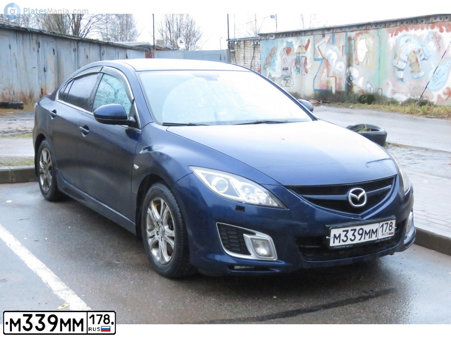 Фото автомобиля MAZDA 6, 2008 — госномер М339ММ178. Цвет: Темно-синий