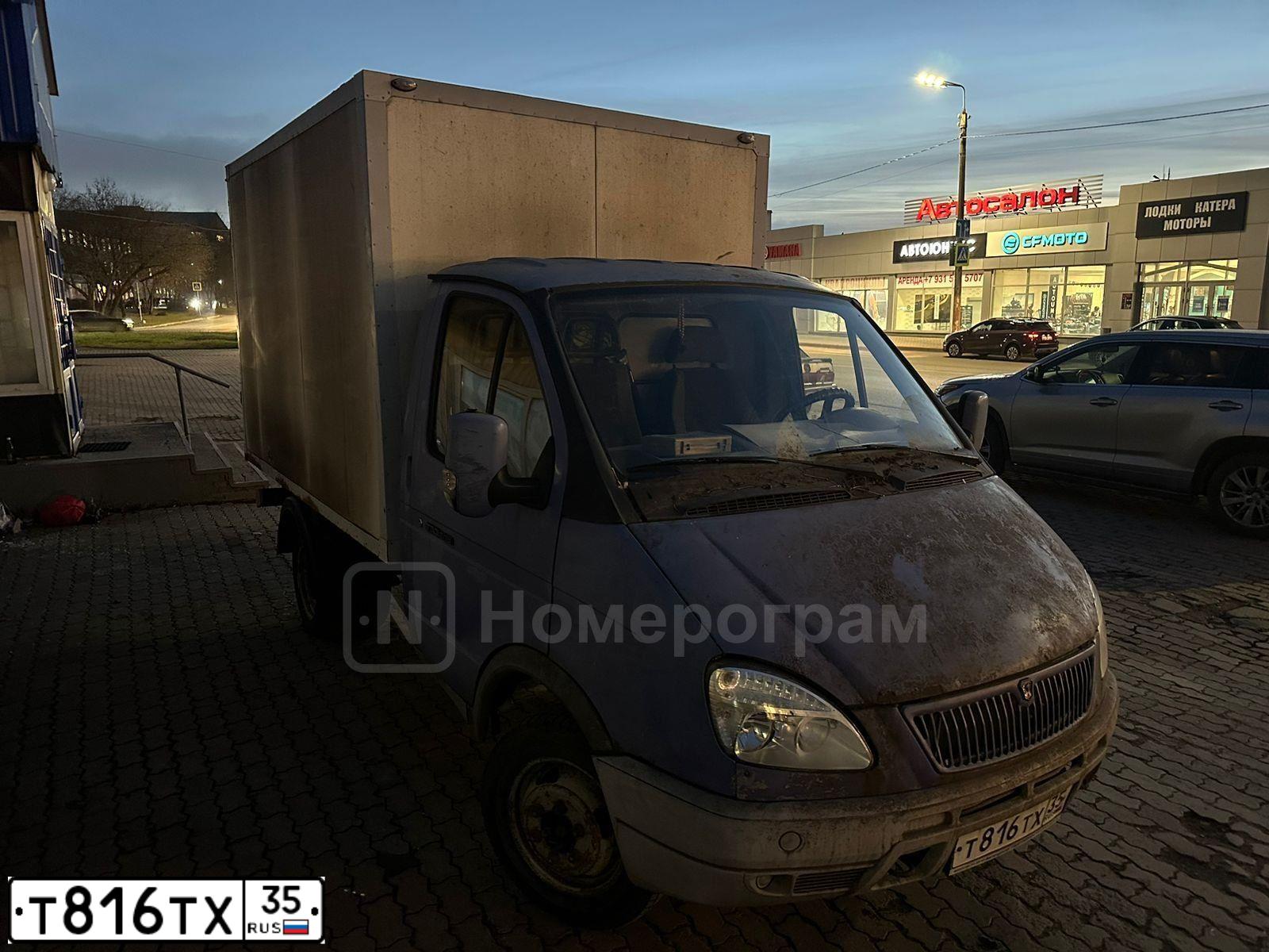 Фото автомобиля GAZ 3302 EL, 2007 — госномер Т816ТХ35. Цвет: СИНИЙ