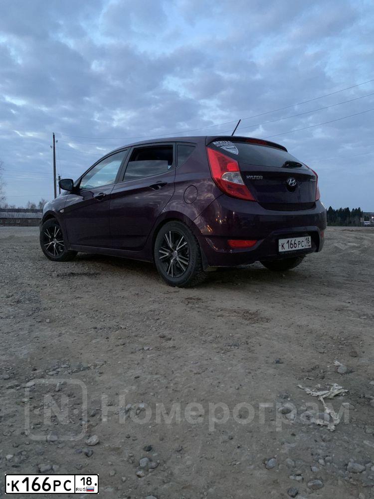 Фото автомобиля HYUNDAI SOLARIS, 2012 — госномер К166РС18. Цвет: ФИОЛЕТОВЫЙ