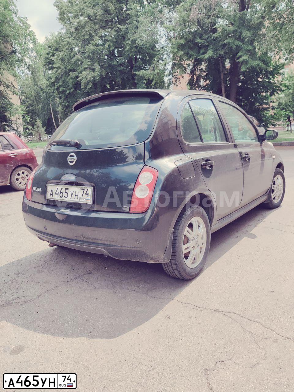 Фото автомобиля NISSAN MICRA, 2008 — госномер А465УН74. Цвет: ЧЕРНЫЙ