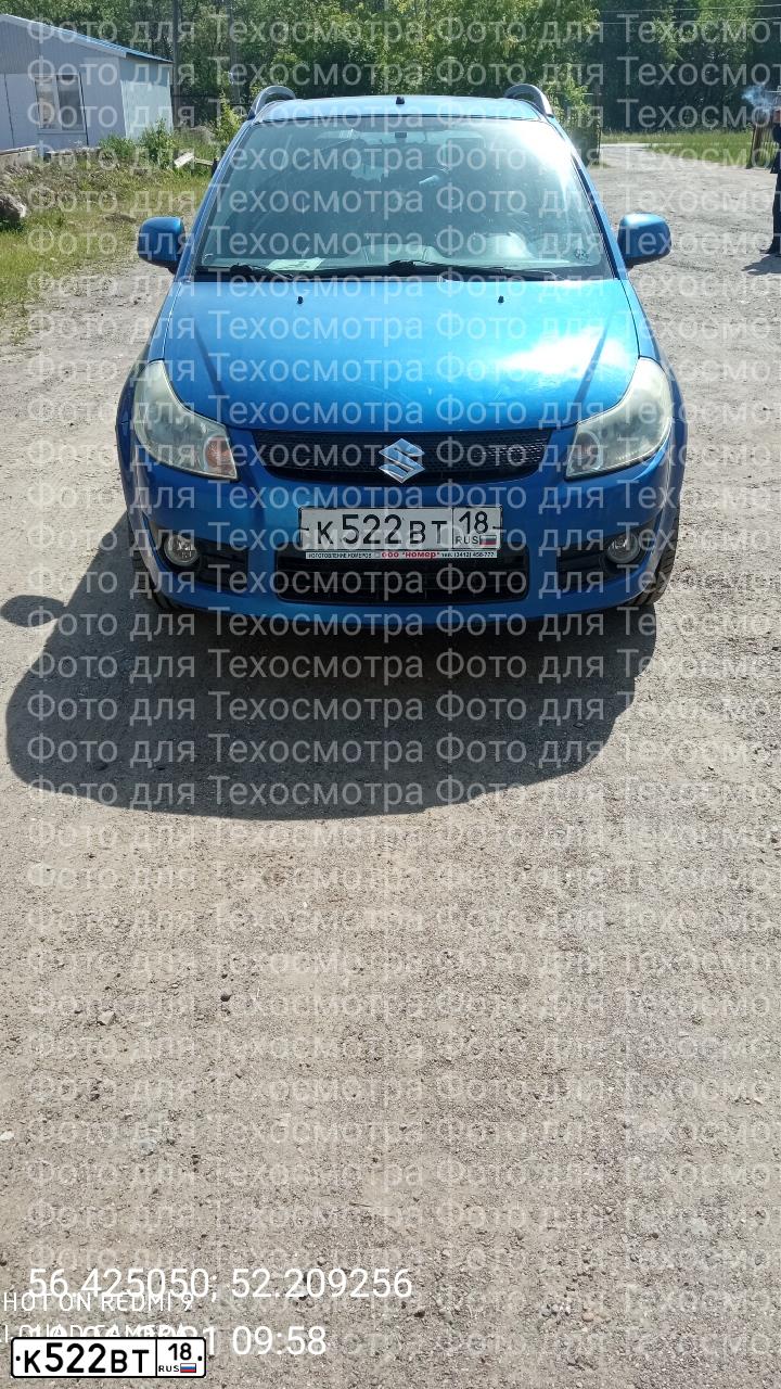 Фото автомобиля SUZUKI SX 4, 2007 — госномер К522ВТ18. Цвет: СИНИЙ