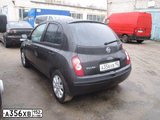 Фото автомобиля NISSAN MICRA, 2006 — госномер А356ХВ152. Цвет: ЧЕРНЫЙ